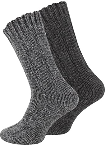 2 paia di calzini da uomo in lana grossa, calzini invernali norvegesi spessi, 2 paia di antracite, 39-42