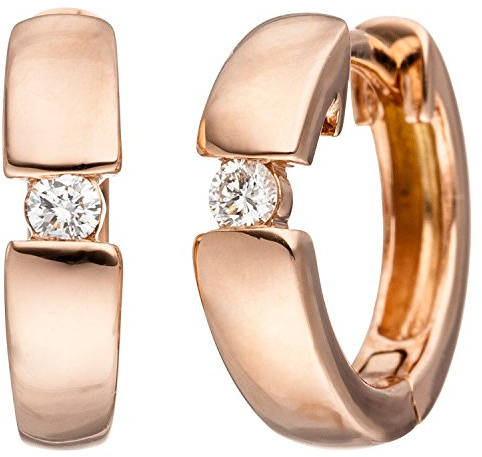 Jobo Damen-Creolen aus 14 Karat 585 Rosegold mit 2 Diamanten