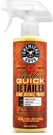 Chemical Guys Leather Quick Detailer - Interior Cleaner and Conditioner for Natural, Synthetic, Pleather, and More, Safe for Car Seats, Furniture, Apparel, Shoes & Boots, Leather Scented - 16 fl oz