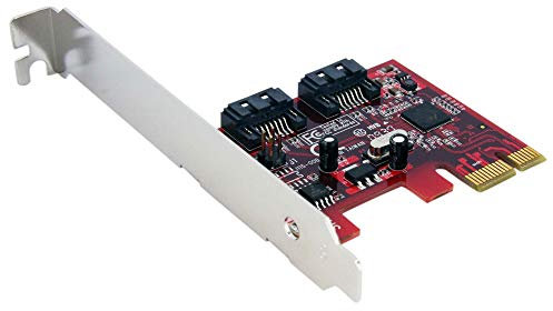 StarTech.com 2 Port SATA 6 Gbps PCI Express SATA Controller Card - Dual Port PCIe SATA III Card Adapter (PEXSAT32), Red/Silver