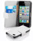 Cadorabo Hülle für Apple iPhone 4 / iPhone 4S in Polar WEIß – Handyhülle aus glattem Kunstleder mit Standfunktion und Kartenfach – Case Cover Schutzhülle Etui Tasche Book Klapp Style