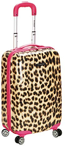Rockland Safari Hardside Spinner Wheel Luggage, Pink Leopard, Carry-On 20-Inch, Safari Hardside Spinner Wheel Luggage