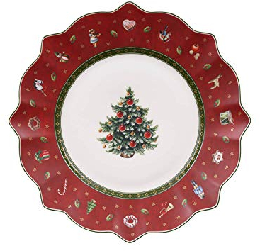 Villeroy & Boch – Toy's Delight Breakfast/Dessert Plate Red and White, Microwave Safe, Plate Nostalgic Toys Delight, Christmas Decoration, Premium Porcelain
