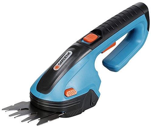 Tijeras cortacésped con batería ClassicCut de GARDENA: tijeras cortabordes, ancho de trabajo 8 cm, hasta 800 m, cambio de cuchilla sin herramientas, incl. protección de cuchilla y cargador (8885-20)
