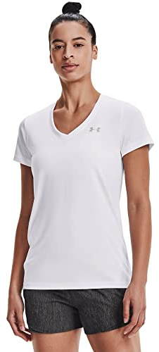 Under Armour Women Tech Short Sleeve V - Solid, Ladies T Shirt Made of 4-Way Stretch Fabric, Ultra-light & Breathable Running Apparel for Women