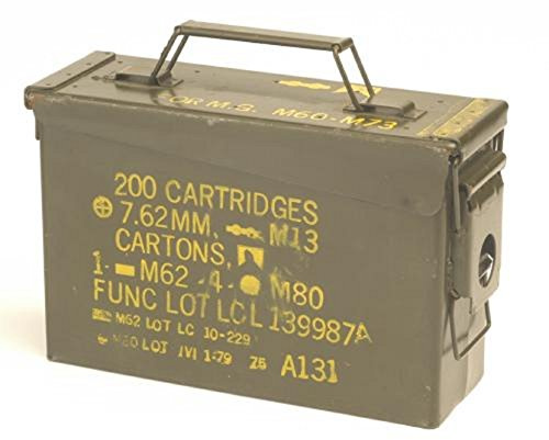 Caja original de munición usada de los EE.UU.-Caja metálica para munición, para 200 balas del calibre 7.62.