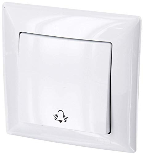 Bouton encastré, symbole de cloche, borne enfichable, tout-en-un, série G1 blanc pur