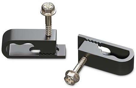 THE CIMPLE CO Dual Cable Clips with Screws - 1/2 Inch Coaxial Cable Clamps Outdoor - Exterior Cord Management for Coax, CAT Ethernet, Electrical Wire - Screw Clamps for Wires on Wall - 100 PCS, Black