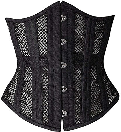 SHAPERX 26 Double Steel Boned Breathable Mesh Corset Heavy Duty Waist Training Shaper, SZ1996-Black-M