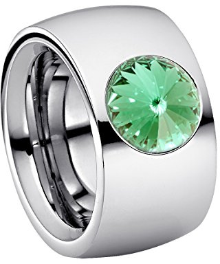 Heideman Damen-Ring Coma Silber Edelstahl mit Zirkonia Gelbgrün Gr.58