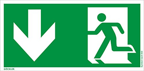 Notausgangs schild + selbstklebend UNTEN