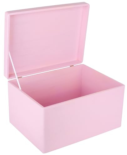 Creative Deco XXL Rosa Große Holzkiste mit Deckel | 40x30x24 cm (+/-1cm) | Holztruhe Erinnerungsbox Baby Holzbox mit Deckel Kasten | Für Dokumente, Spielzeuge, Werkzeuge | ROH, UNGESCHLIFFEN