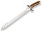 Joker Cuchillo deportivo Chamoís CC30 con puño de ciervo, hoja MOVA de 33 cm. con funda de cuero, 360 gramos, herramienta de pesca, caza, camping y senderismo