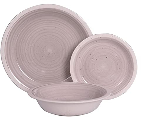 Servizio di Piatti da Tavola in Ceramica Tendenza Fondo Tortora 18 pezzi