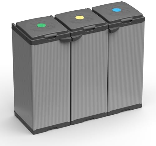 Adventa: Schrank Tris für Mülltrennung aus Kunststoff, einfach zu montieren, modulares System, geeignet für Säcke von 80 – 110 l, robust, für Innen- und Außenbereiche, 102 L x 38 T x 87 H cm