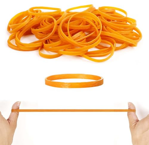 100 bandas elásticas grandes de 100 x 5 mm, bandas elásticas de goma fuertes y gruesas para el hogar, escuela, oficina, suministros bancarios, color amarillo