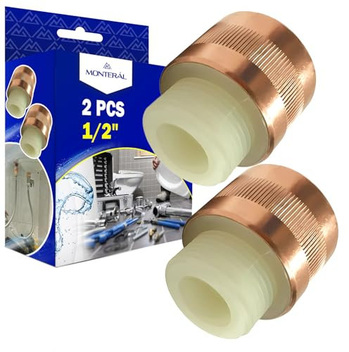 2 Piezas Manguito Electrolitico Termo Antielectrólisis con Rosca Macho y Hembra de 1/2” - Garantía de 10 Años - MONTERAL