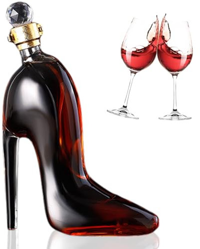 Carafe à vin pour femmes, ensemble de carafe à chaussures à talons hauts, ensemble de carafe à vin de 350 ml, accessoires de vin à étanchéité transparente pour femmes, bars, boîtes de nuit