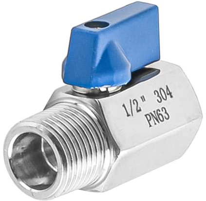 Tiardey Mini válvula de Bola de Acero Inoxidable Mini válvula de Bola PN63 1/2 Rosca Hembra x Macho Válvula de Parada