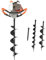 71cc 2-Stroke Earth Auger 2300W Augers & Posthole Diggers 0-300rpm Fence Post Auger 1L Fence Post Hole Borer with 3 Drill Bits Diameter (100, 150, 200mm) 30.5cm Extension