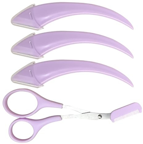 Ciseaux à Sourcils | Kit de Modelage Anti-Dérapant 4 Pièces | Pour Femmes, Jeunes Filles et Adultes