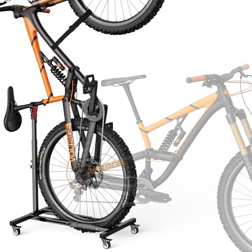 Housolution Support à Vélo Vertical avec Roues, Support à Vélo Autonome Jusqu'à 29, Hauteur Réglable Sans Perforation pour Garage & Appartement, Support de Sol pour Vélo Porte à 80 lbs