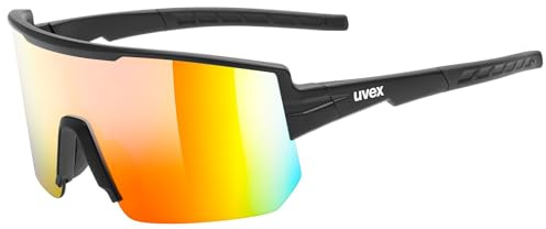 Uvex excelle - occhiali sportivi per adulti - forte protezione UV - specchiato - black matt/mir. red - one size