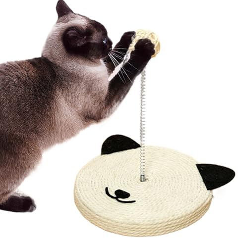 Katt klösbräda med boll | mental och fysisk leksak med inbyggd klocka | sisal kattleksak, för att slipa klor för alla kattraser hemma för mattor, väggar, soffa