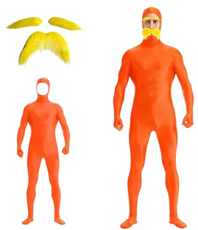 CEWIFO Unisex Greenscreen Suit, traje completo de cuerpo entero para Carnaval, traje de Slenderman Morph, bodysuit naranja, disfraz de Lorax, con cara abierta, cosplay, segunda piel, mono para adultos