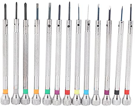 Uikdjgu 0.6Mm-2.0Mm 13St Nya Urmakare Skruvmejslar Set KlockglasöGon Blad Assorted Flat Skruvmejslar Set, Juvelerare Klockskruvmejsel för Urmakare