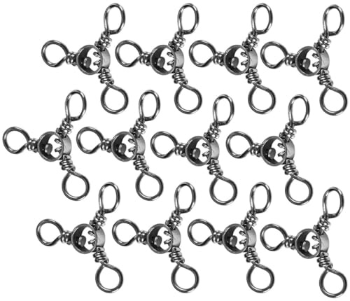 JECOMPRIS Eslabones Giratorios de Pesca de 3 Vías Acero Inoxidable 50 Piezas para Aparejos Pesca Curricán Conexión Estable Anti Torsión Uso Agua Dulce y Salada