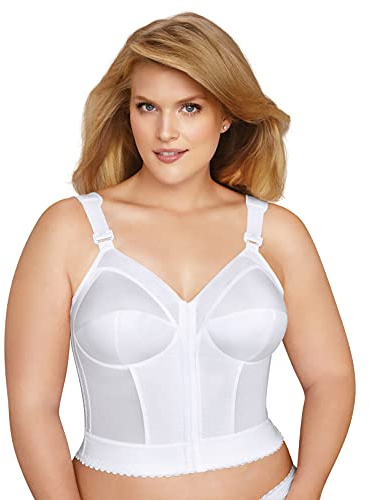 Exquisite Form FULLY #5107530 Classic Support Slimming Full-Coverage Longline Posture Bra, Front Closure, Wire-Free, White, 36B