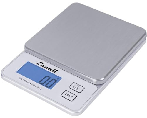 Escali Vera PR2000S Compact High Precision Kitchen/Baking/Herb Scale, Measures Liquid and Dry Ingredients, LCD Digital Display, 4.4lb Capacy, Silver