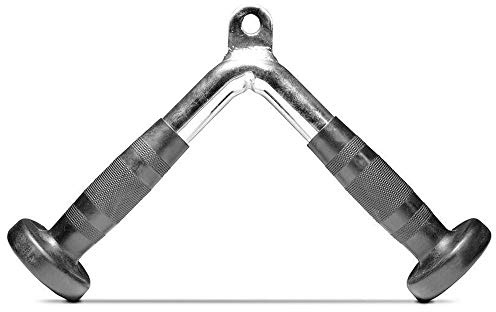 FITNESS MANIAC USA Tricep Press Push Down Bar V Handle Close Grip Cable Multi Gym Attachment Pro Tricep V-Bar with Rubber Handgrips