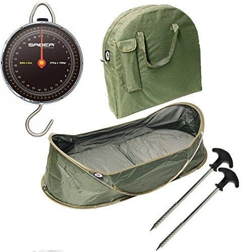 NGT CARP FISHING POP UP CRADLE UNHOOKING MAT WITH BAG + 27K SABER FISHING SCALES