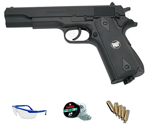 Commander 1911 Pack WG Pistola de Aire comprimido (CO2) y balines de Acero (perdigones BBS) Calibre 4.5mm. Réplica + Accesorios <3,5J