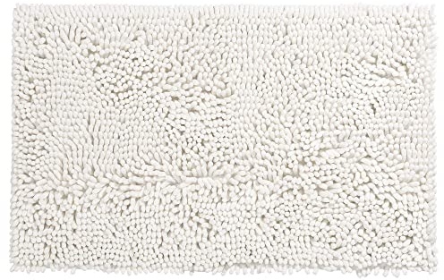 PANA® Premium Chenille Badematte groß (70x120 cm) • Badteppich aus besonders weichen Fasern • Saugstark & waschbar • Duschvorleger, Badvorleger, Badezimmerläufer • Farbe: Creme