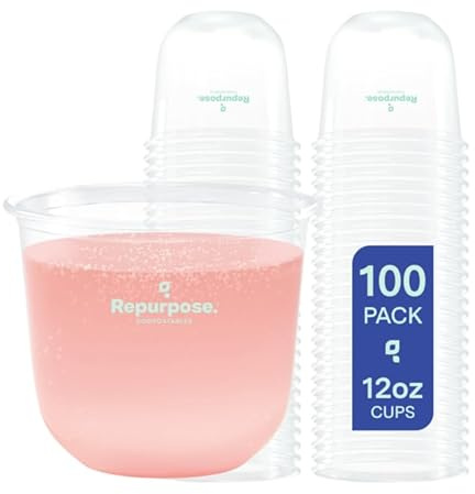 Repurpose Disposable Stemless Glasses, 12oz, 100 Cups, Plant-Based, BPA Free, No PFAS Added, Certified BioBased, FDA Non-Toxic, Ultimate Cool Girl Cup