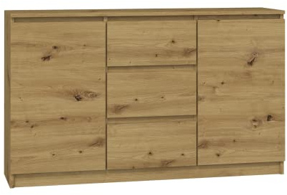 CDF Kommode Artisan 2 Türen 3 Schubladen Komode & Sideboards Schubladenkommode Sideboard 75 cm Hoch Wohnzimmer Komodenschrank 40x120x75 für Schlafzimmer Arbeitszimmer Flur Schubladenschrank