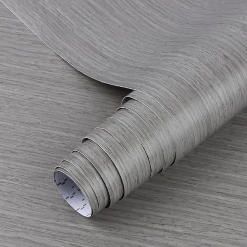 Arthome Pellicola Adesiva per mobili Grigio Legno Carta da Parati,42cmx2m Decorativo Film in vinile Impermeabile per mobili Piano lavoro,Rivestimento murale rimovibile facile da pulire