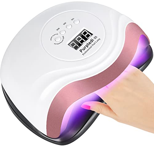 Purpledi 168W Nageltrockner UV LED Nagellampe Lampe, Nail Dryer for Gel Nail Polish, 10/30/60/99s Timer, mit Sensor LCD Display, Professionelle Nail Tools for Fingernails and Toenails