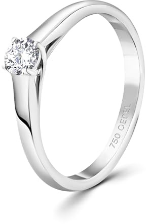 EDELIND Diamant Verlobungsring Damen Gold 750 - Diamantring 0.2 Ct aus Weißgold - Ringgröße 53 (16.9) - mit Geschenkbox - Symbol der Liebe