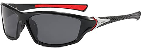 YUELUQU Polariserade sportglasögon solglasögon för män kvinnor förarglasögon cykelsportglasögon skidåkning bilkörning fiske löpning vandring UV400 skydd, Svart röd, M