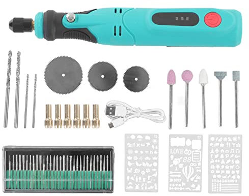 Akku Rotationswerkzeug Set, 3,6V Mini Rotationswerkzeug mit 53 Zubehörteilen, 3 Geschwindigkeiten 5000–15000 U/min Multi Power Schnitzwerkzeug zum Schneiden, Schleifen, Holzschnitzen