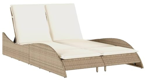 vidaXL Solsäng med dyna beige 114x205x73 cm konstrotting