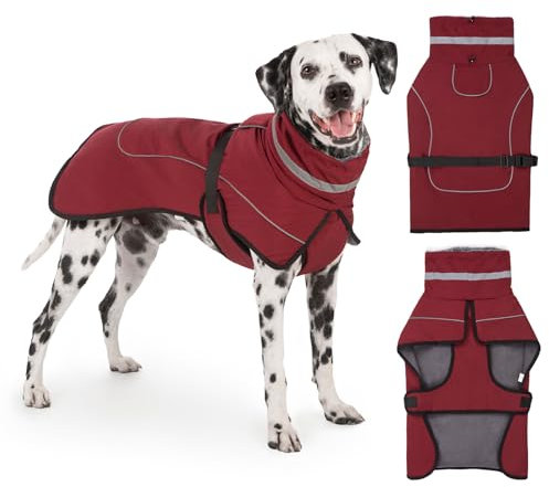 Axcimond Mantel Hund Wasserdicht Winter Hundemantel Warm Wasserdicht Hundejacke Fleece Hundepullover Hundemantel mit Fellkragen Reflektierend Winterjacke für Kleine Mittlere Große Hunde Regenmantel