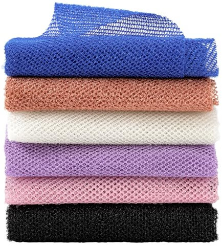 6 Pcs African Net Sponge, African Exfoliating Net Cloth, 31.5 Inch Exfoliating Sponge for Body, Nylon Back Scrubber Bathing Sponge Towel, Deep Cleaning African Wash Net Cloth for Shower Daily Use