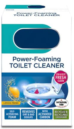 M&H Power-Foaming Toilet Cleaner with Activated Carbon, Deep Clean Formula for Limescale & Odor Removal, Toilet Cleaning Foam, Self-Activating Foam for Sparkling Clean Toilets, 3 x 100g Sachets