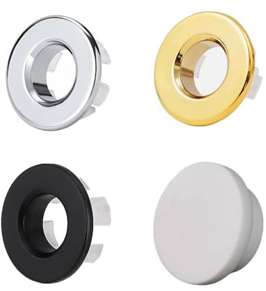 4 tappi di tenuta per lavello, anelli di tenuta in ottone, set di anelli di troppopieno per lavabo, copertura per troppopieno, cromatura, foro di troppopieno rotondo per bagno e cucina