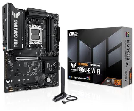 ASUS TUF GAMING B850-E WIFI AMD AM5 B850 ATX motherboard DDR5 PCIe 5.0 M.2 x3 Wi-Fi 6E 2.5Gb Ethernet DisplayPort HDMI USB 20Gbps Type-C USB 10Gbps Type-C BIOS FlashBack